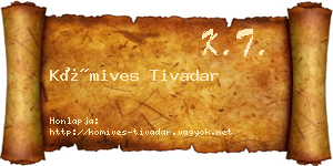 Kőmives Tivadar névjegykártya